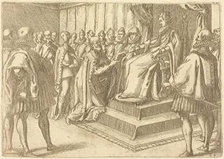 Reception of the Envoy of Poland, by Jacques Callot, ink, 1612