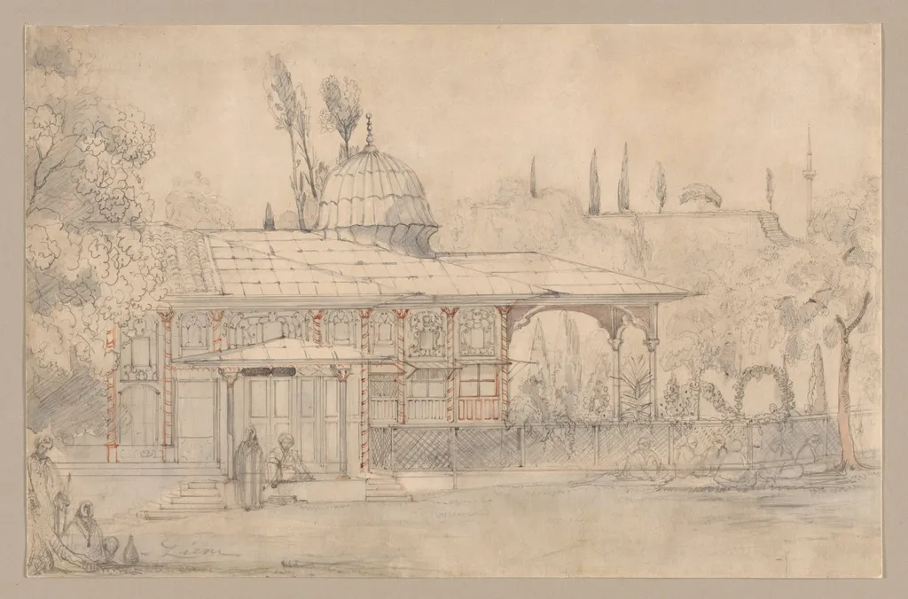 Pavilion Near a Mosque (recto), by Félix Ziem, 1804