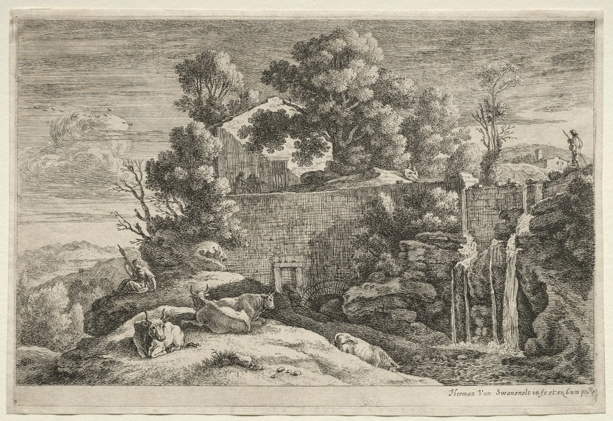Landscape with a Woman Spinning, detail