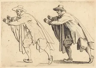 Man Moving Abruptly, by Jacques Callot, ink, 1617