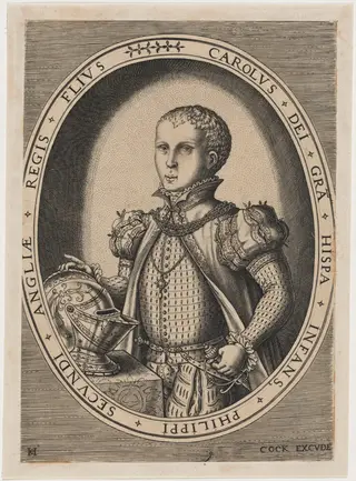 Don Carlos, Prince of Asturias, by Hieronymus Cock, ink, 1540