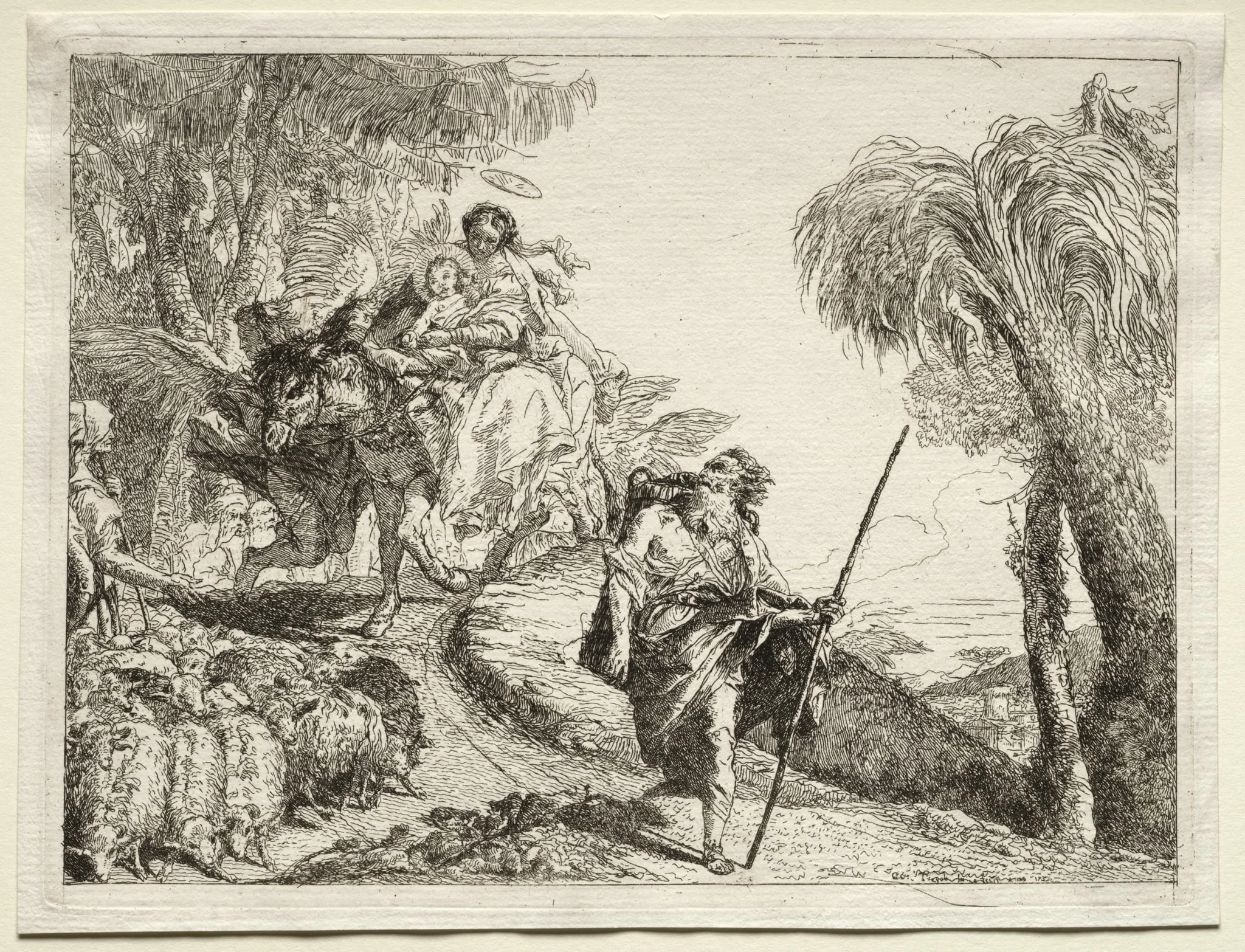 Flight into Egypt: The Holy Family and the Flock of Sheep, detail