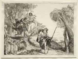 Flight into Egypt:  The Holy Family and the Flock of Sheep, by Giovanni Domenico Tiepolo, 1752