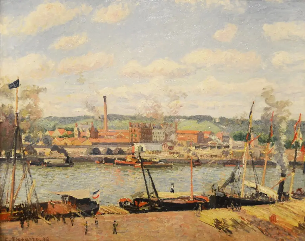 View of the Oissel Cotton Mill, near Rouen, by Camille Pissarro, oil, 1900