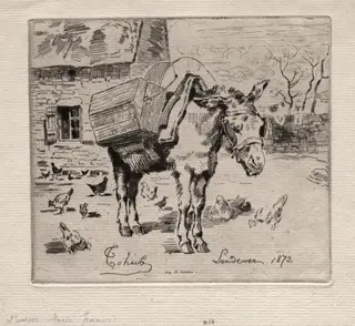 The Mule, Marie-Jeanne, by Félix-Hilaire Buhot, 1872