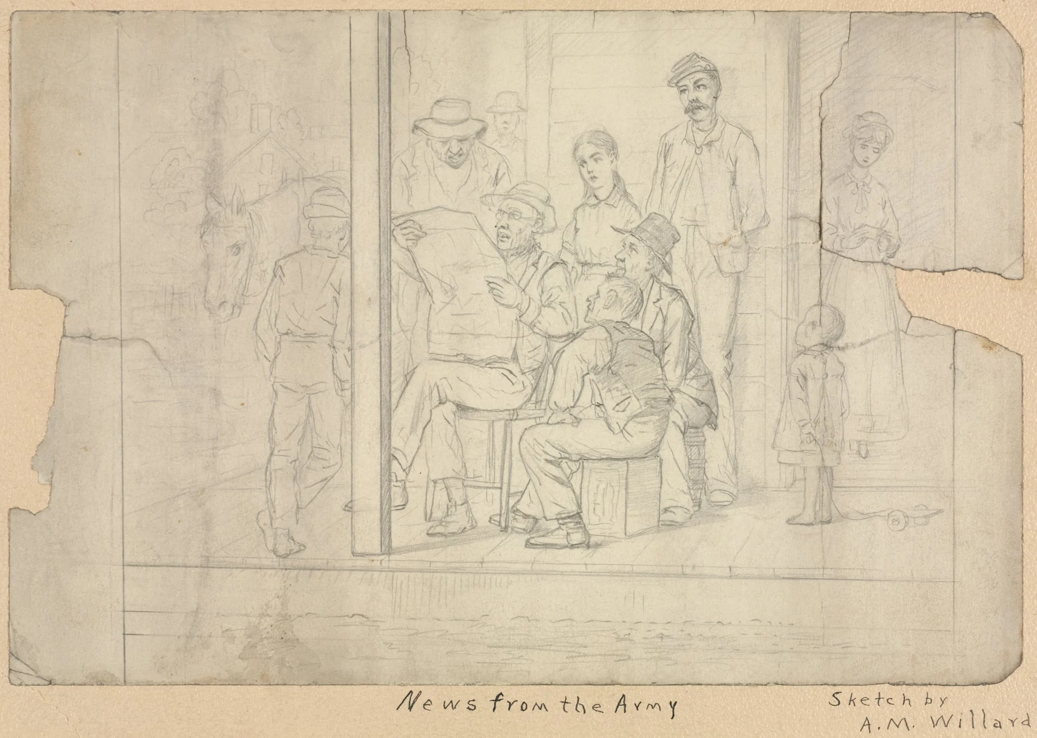 Sketch - News from the Army, detail