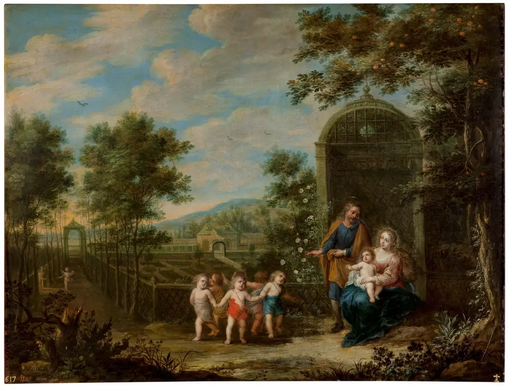 Rest on the Flight into Egypt, by Abraham Willemsens, oil, 1601