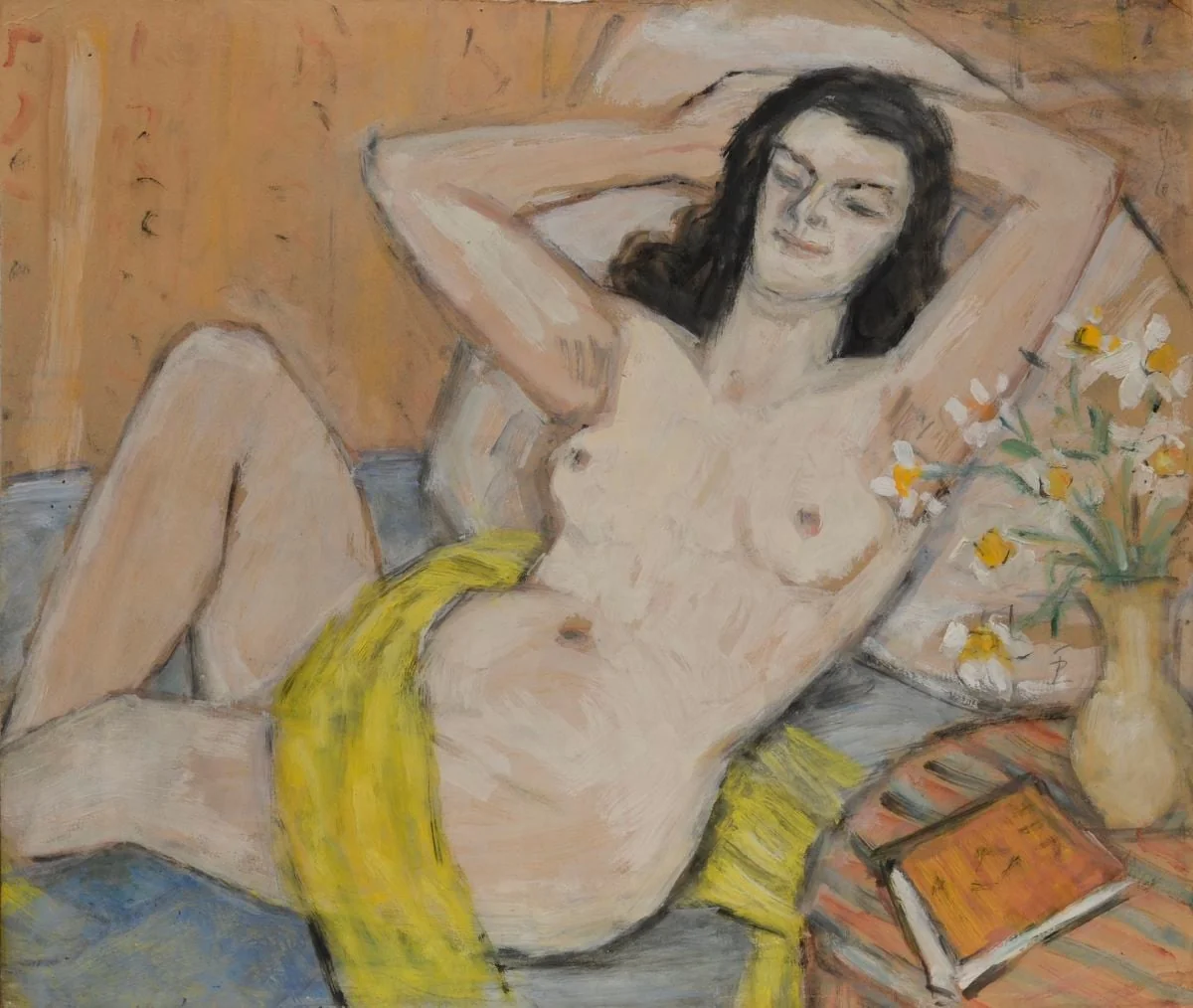 Nud cu eșarfă galbenă, detail
