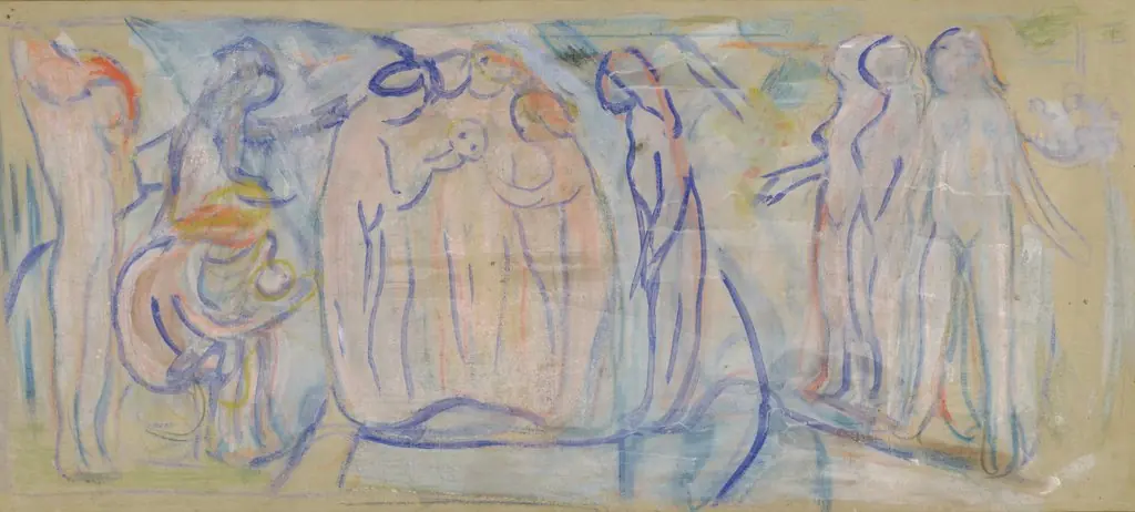 Naked Figures, by Edvard Munch, tempera, 1920