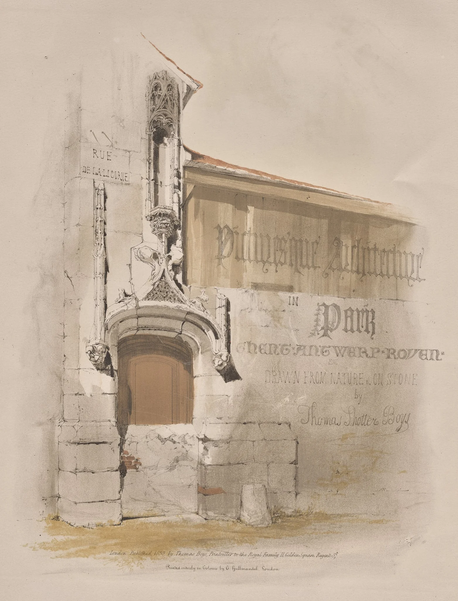 Picturesque Architecture in Paris, Ghent, Antwerp, Rouen: Rue de La Licorne, detail