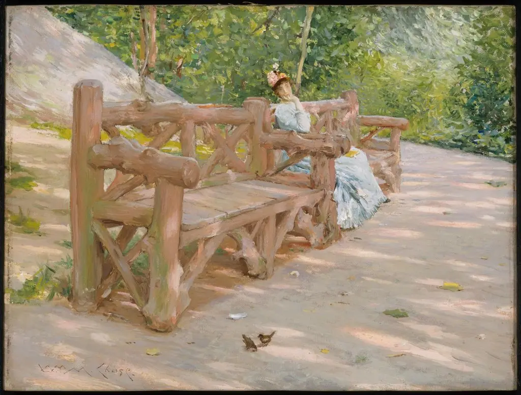 Park Bench, by William Merritt Chase, oil, 1896