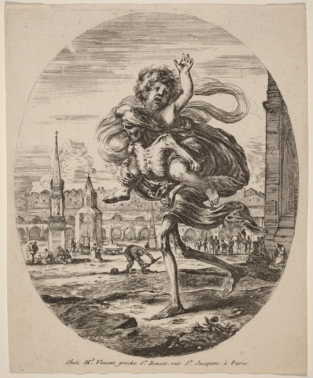 Death Carrying a Child to the Left, by Stefano Della Bella, ink, 1648