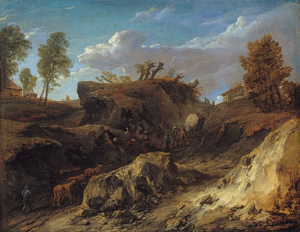 The Hollow Road, by Cornelis Huysmans, oil, 1698