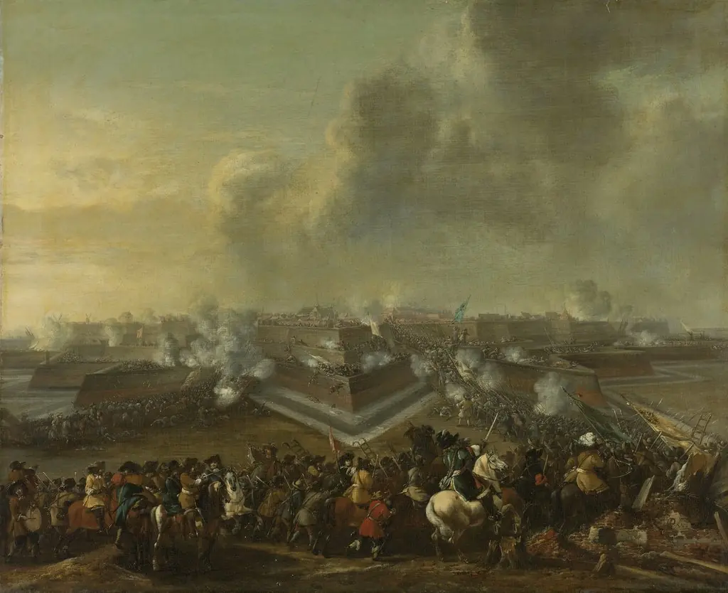 The storming of Coevoorden, 30 december 1672, by Pieter Wouwerman, oil, 1650