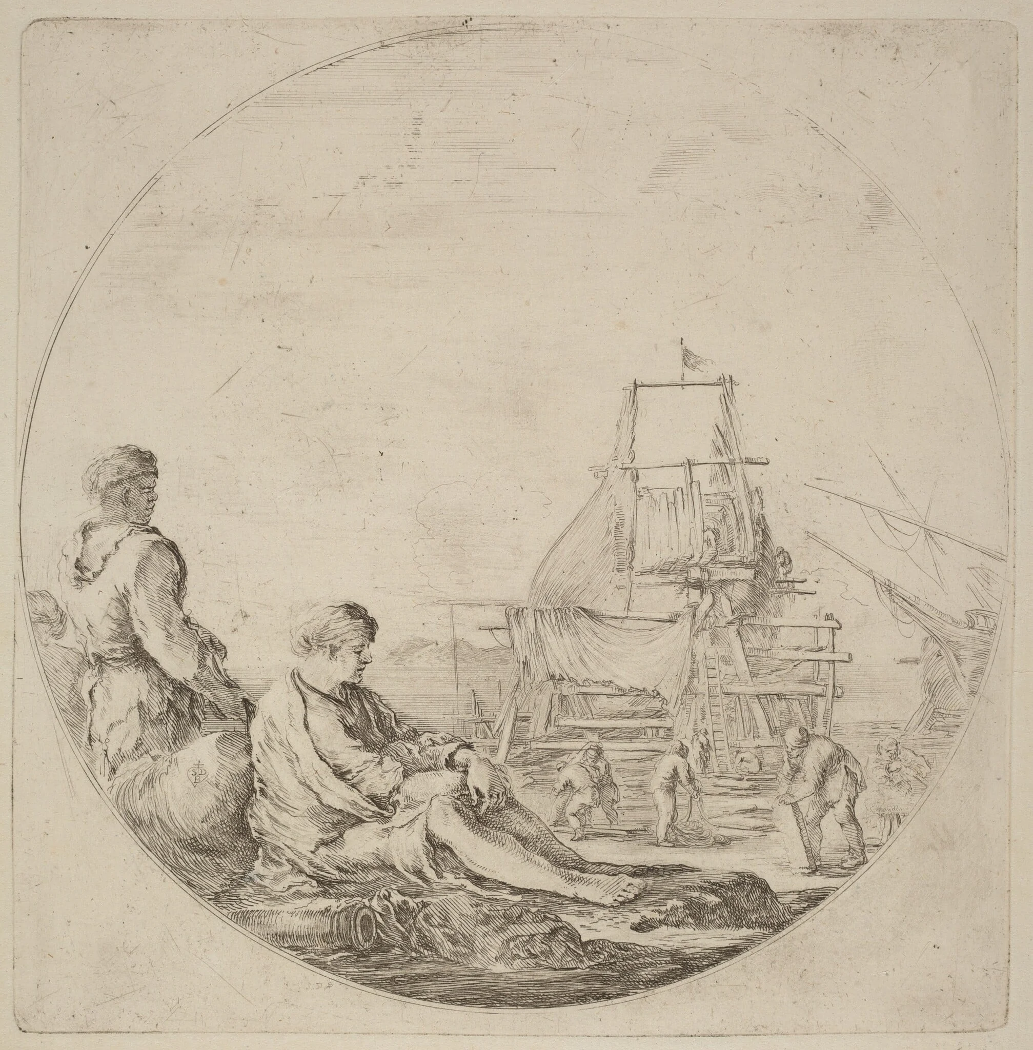 A Seated White Sailor and a Standing Black Sailor, detail
