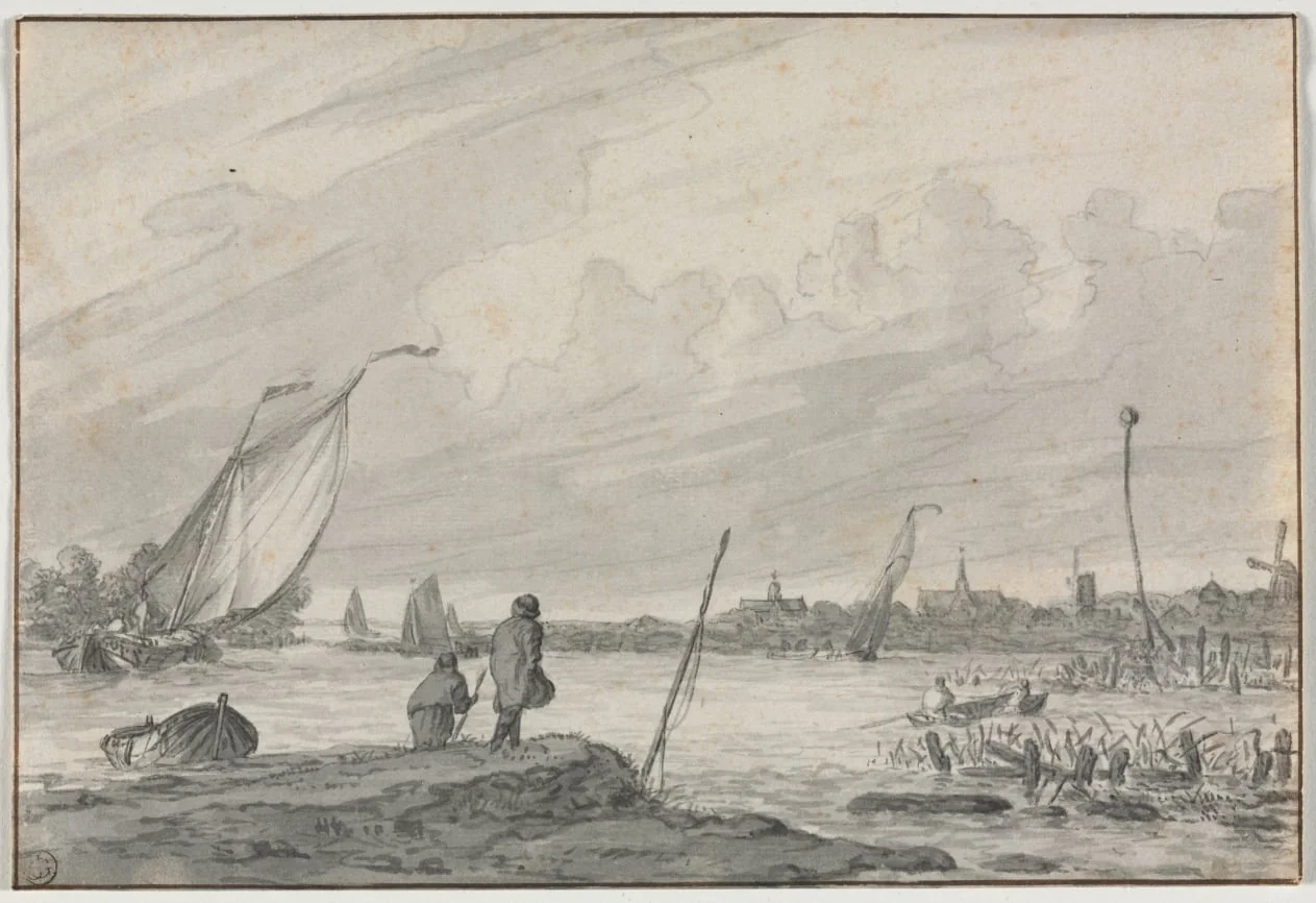 View of Alkmaar with Boats, detail