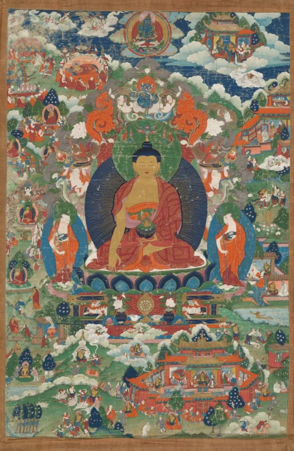 Shakyamuni Buddha with scenes from his life story, detail