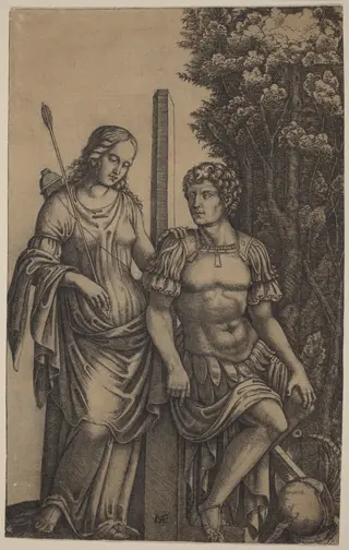Venus Appearing to Aeneas, by Marcantonio Raimondi, ink, 1505