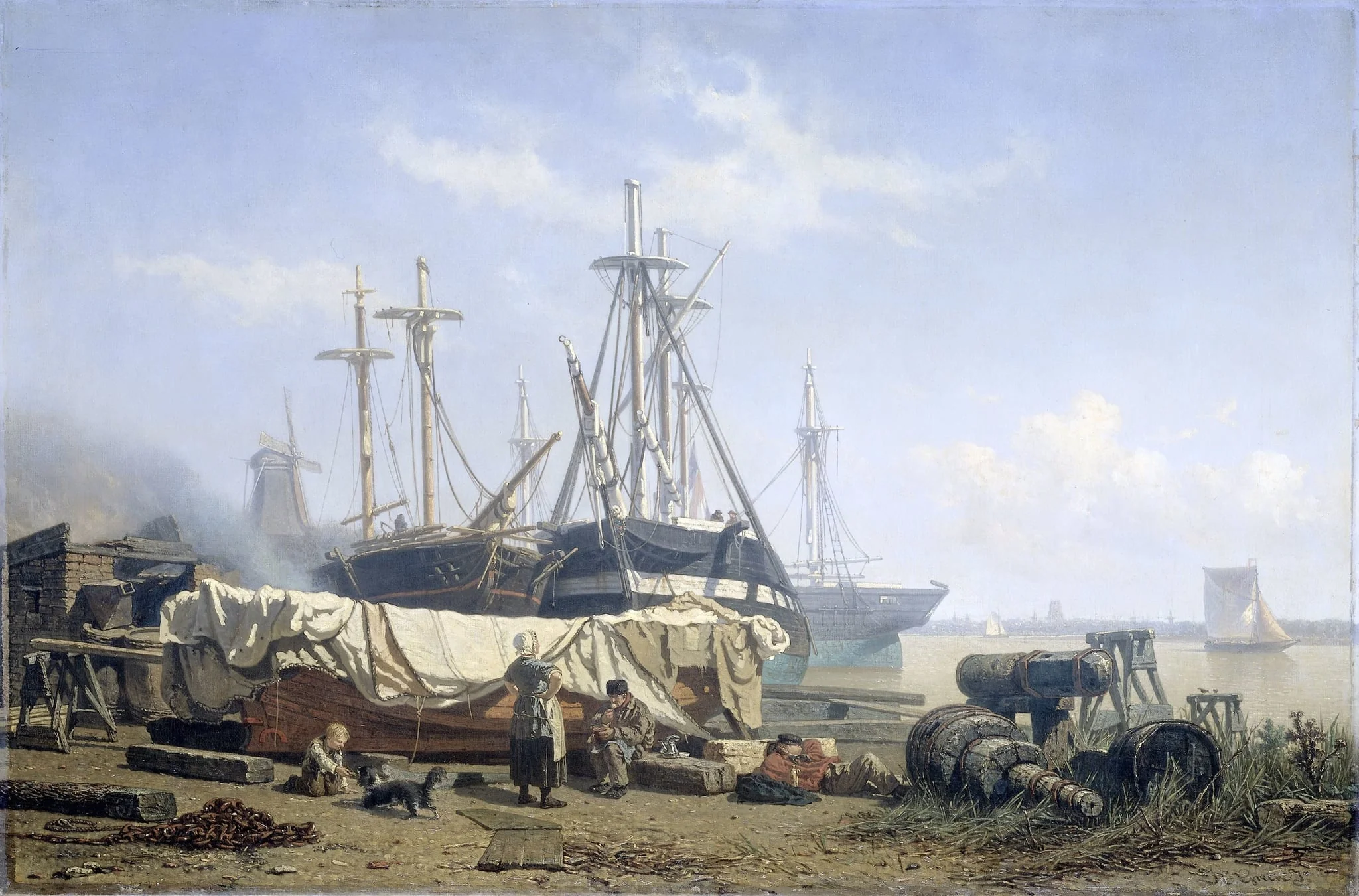 Midday break at a Shipyard on the Maas, detail