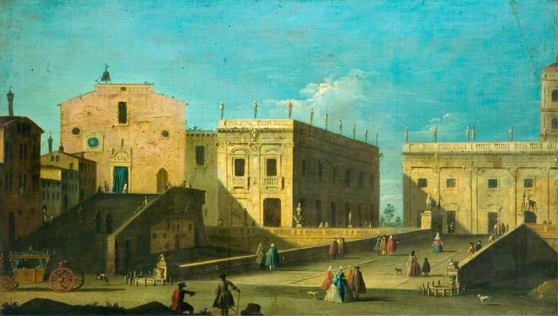 Piazza del Campidoglio, Rome, with Santa Maria in Aracoeli on the Left, detail