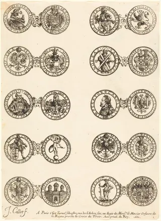 Coins [plate 1], by Jacques Callot, ink, 1630