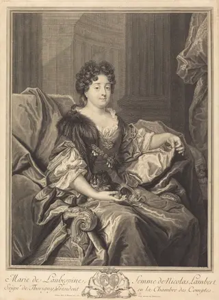 Marie de Laubespine, by Pierre Drevet, ink, 1700