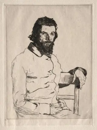 Portrait of Meryon, Seated, by Félix Bracquemond, 1853