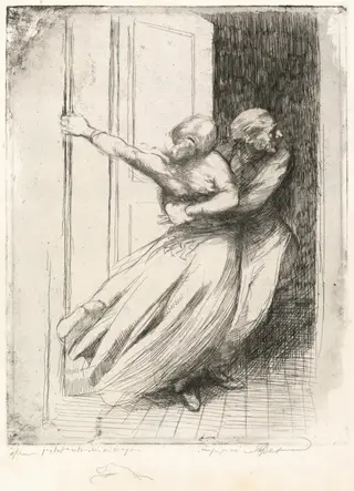 The Rape (Le Viol), by Albert Besnard, graphite, 1886
