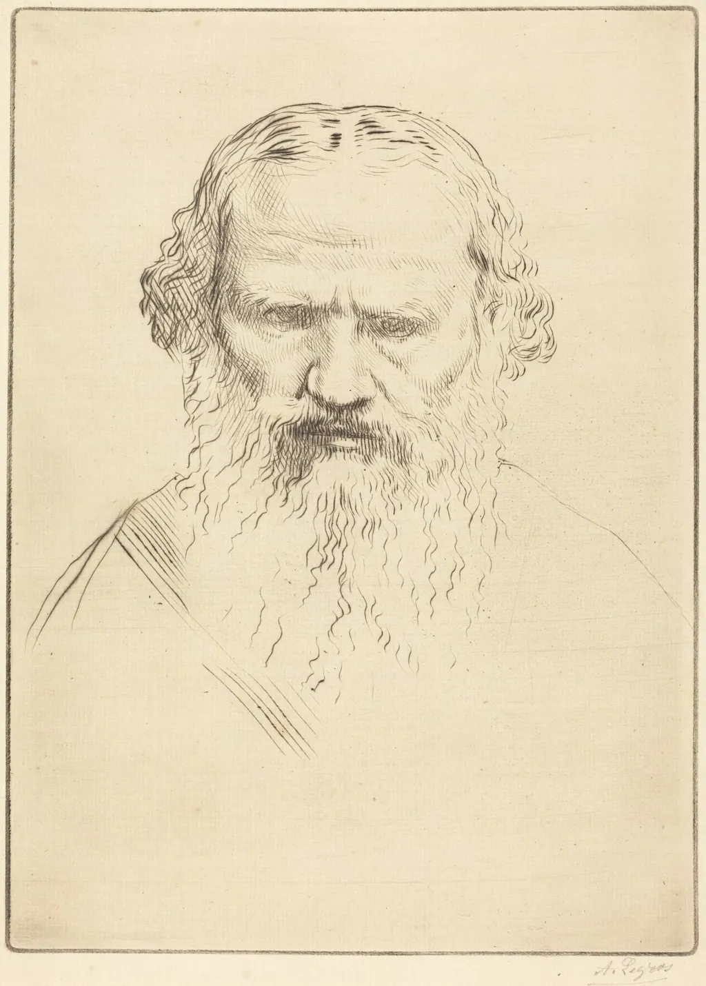 Tolstoy, by Alphonse Legros, ink, 1874