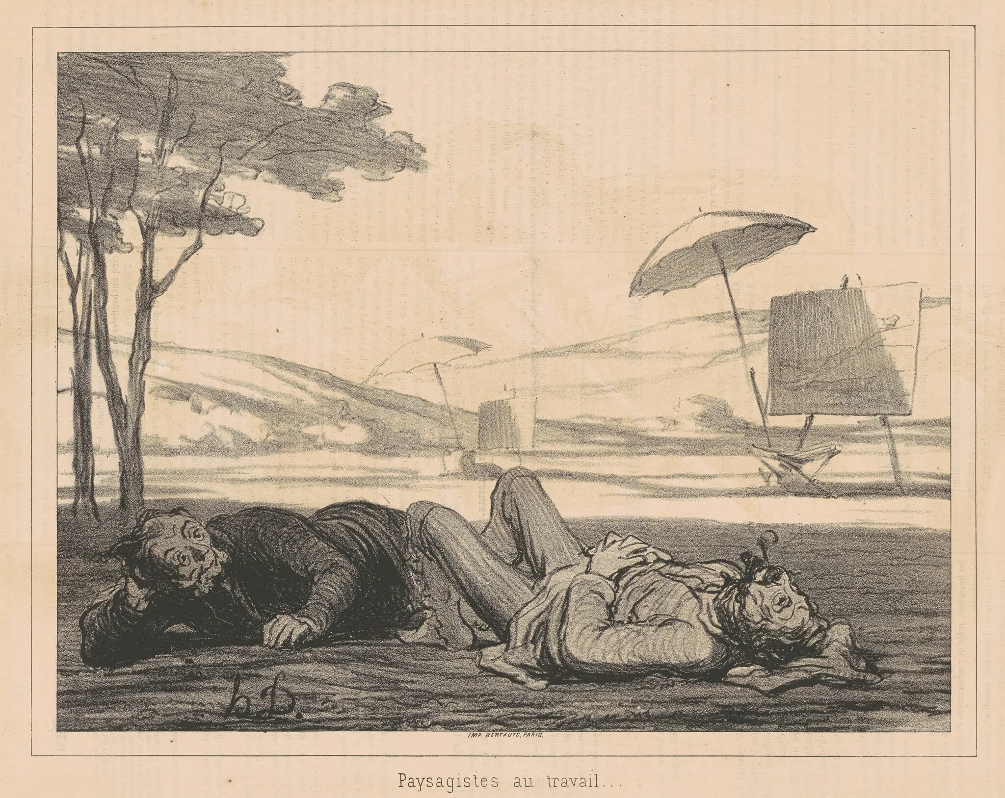 Paysagistes au travail (Landscape Artists at Work), detail