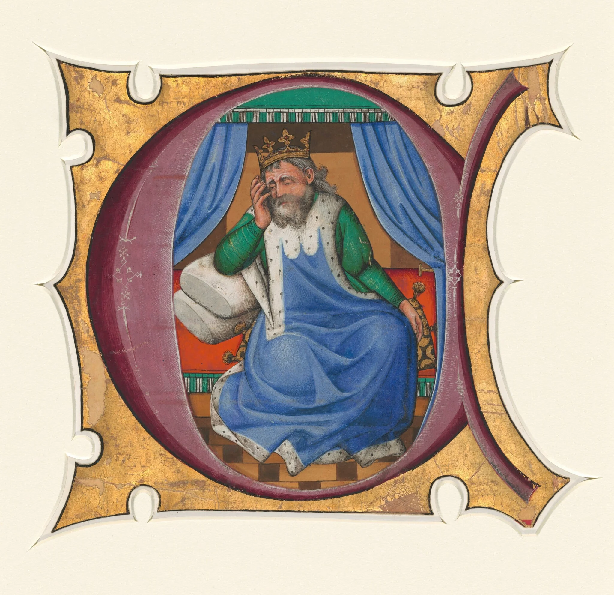 Initial C with David (King Saul?), detail