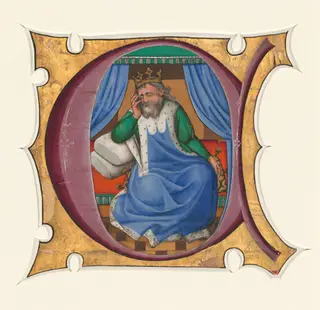 Initial C with David (King Saul?), by Master of the Cypresses, 1434