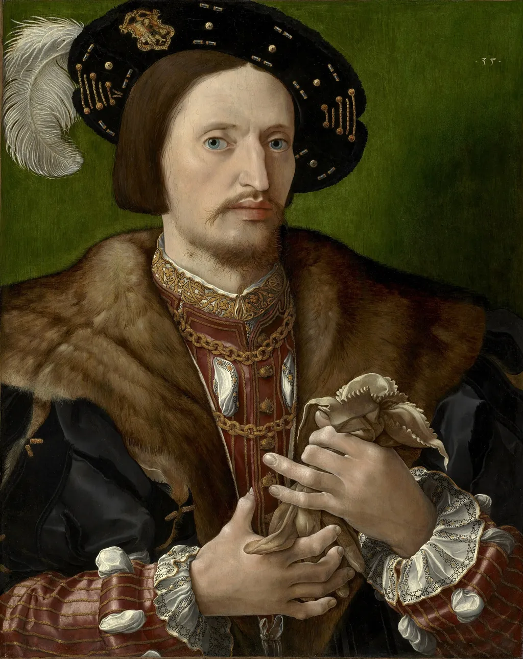 Portrait of a Gentleman holding Gloves, by Jan Cornelisz Vermeyen, unspecified, 1530