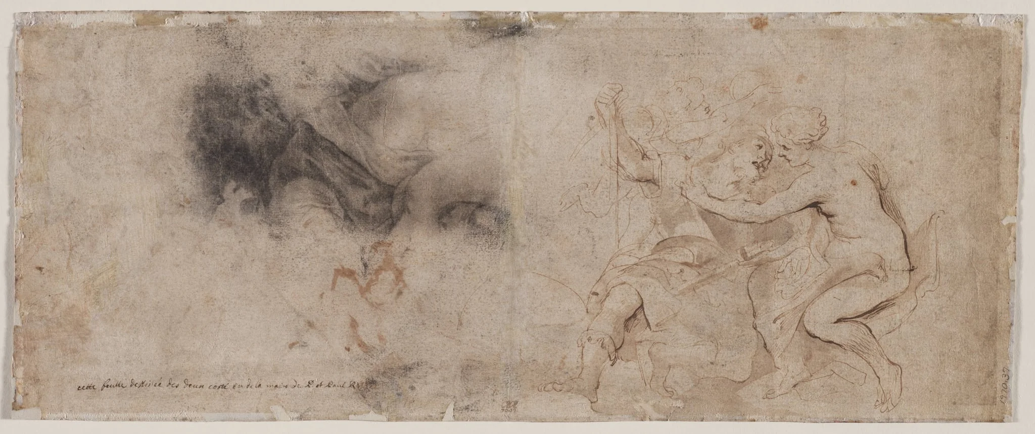 Venus Disarming Mars, Drapery Study (verso), detail