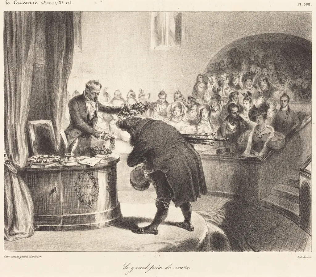 Le Grand Prix de vertu, by Aubert, ink, 1834