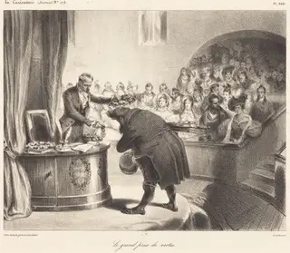 Le Grand Prix de vertu, by Aubert, ink, 1834