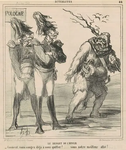 Le départ de l'hiver, by Honoré Daumier, ink, 1864