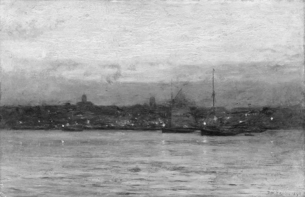 Evening, New Bedford Harbor, by Dwight William Tryon, oil, 1896