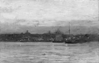 Evening, New Bedford Harbor, by Dwight William Tryon, oil, 1896