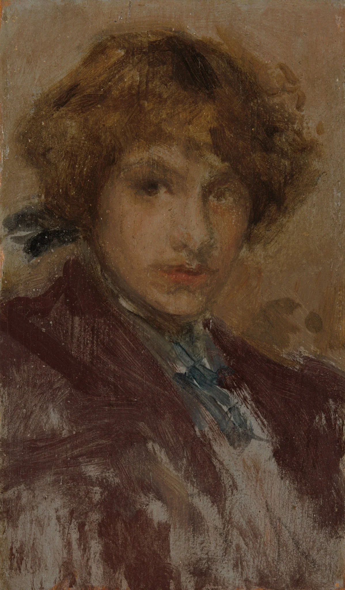 Study of a Girl's Head and Shoulders, detail