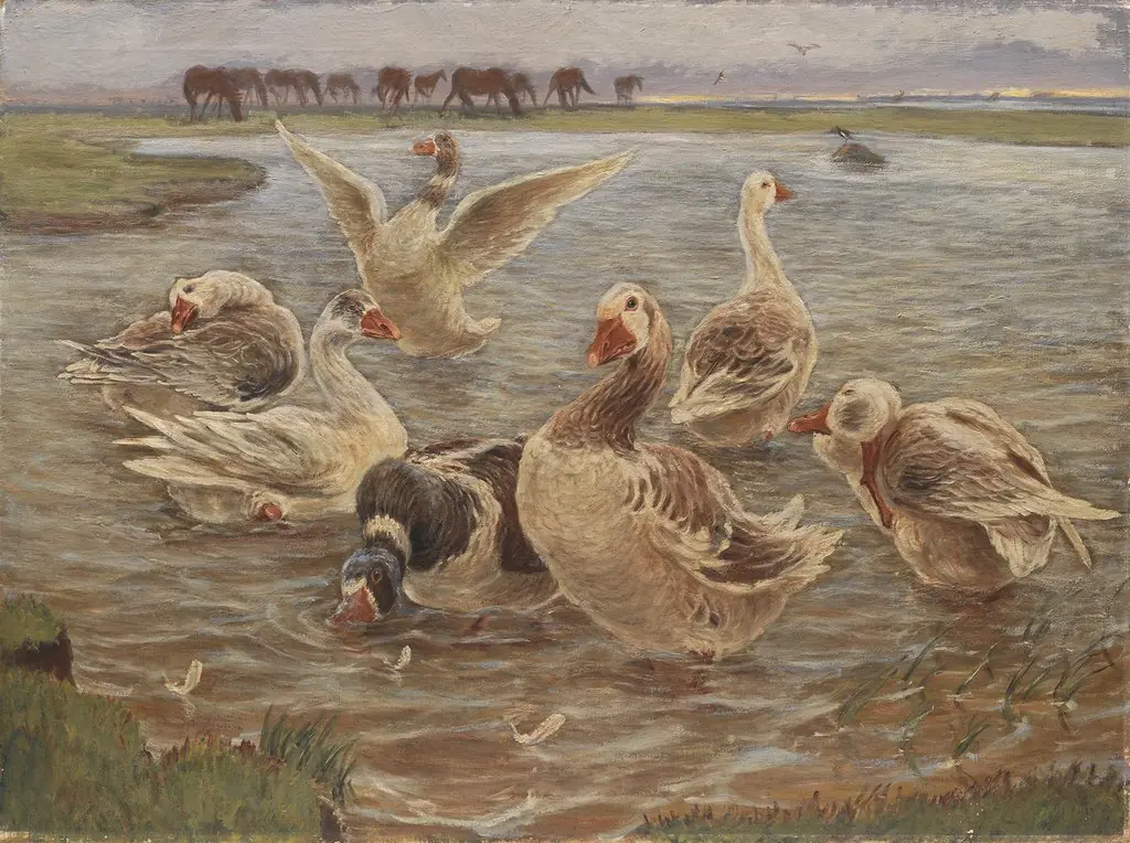 Geese on the Island of Saltholm, by Theodor Philipsen, oil, 1899