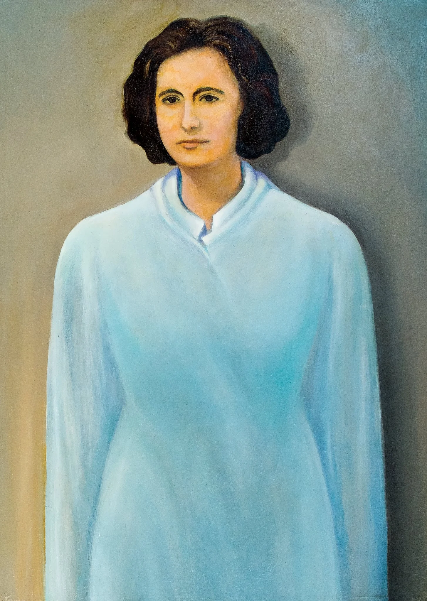 Tablou, ulei pe pânză, ”Portret Elena Ceaușescu”, nesemnat, atribui lui Nicolae Toma. Oferit de autor, cu ocazia zilei de naștere a Elenei Ceaușescu, Ploiești, ianuarie 1978., detail