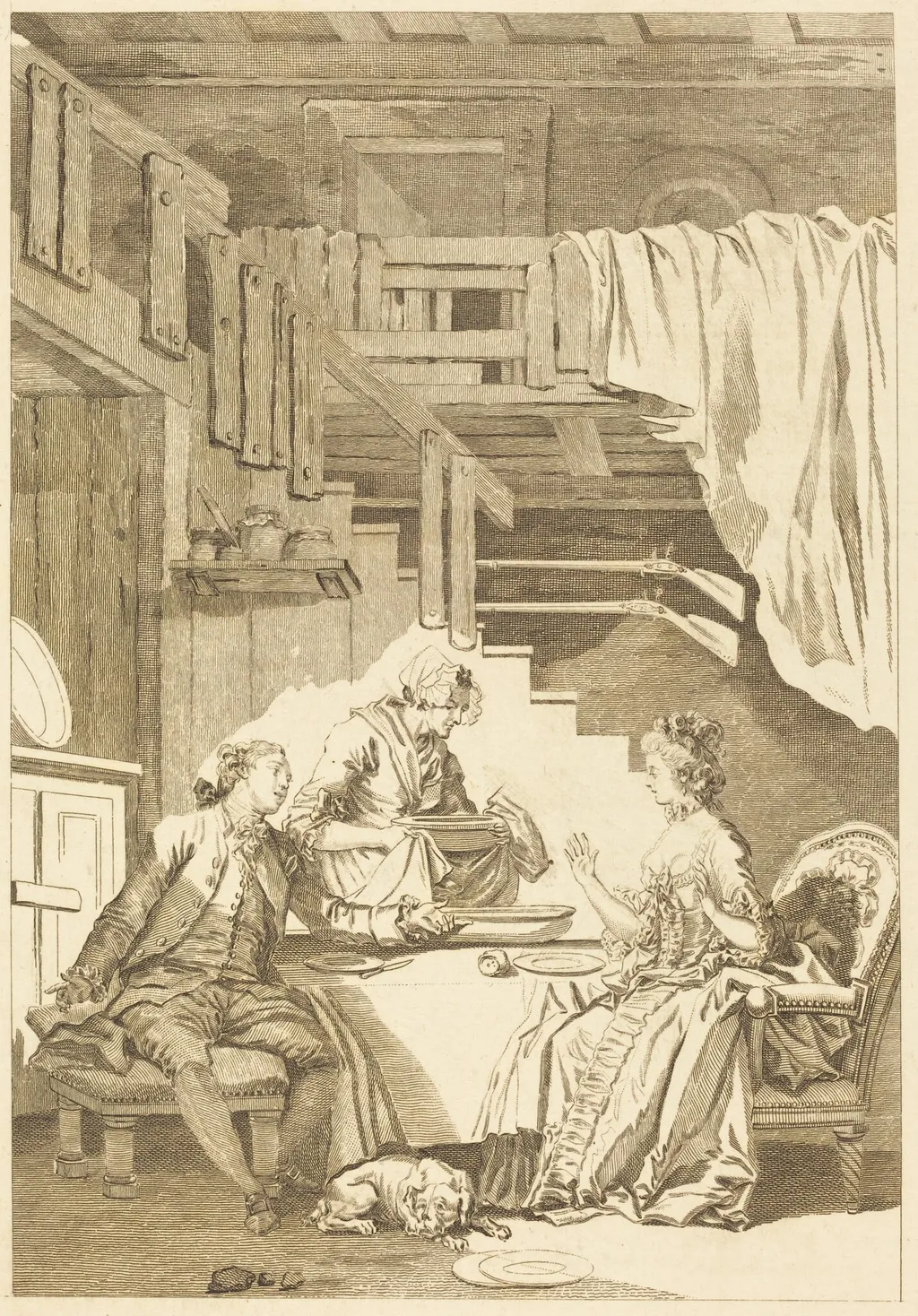 Le faucon, by Jean-Baptiste Tilliard, ink, 1774