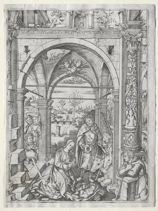 Adoration of the Shepherds, by Nicoletto da Modena, 1505