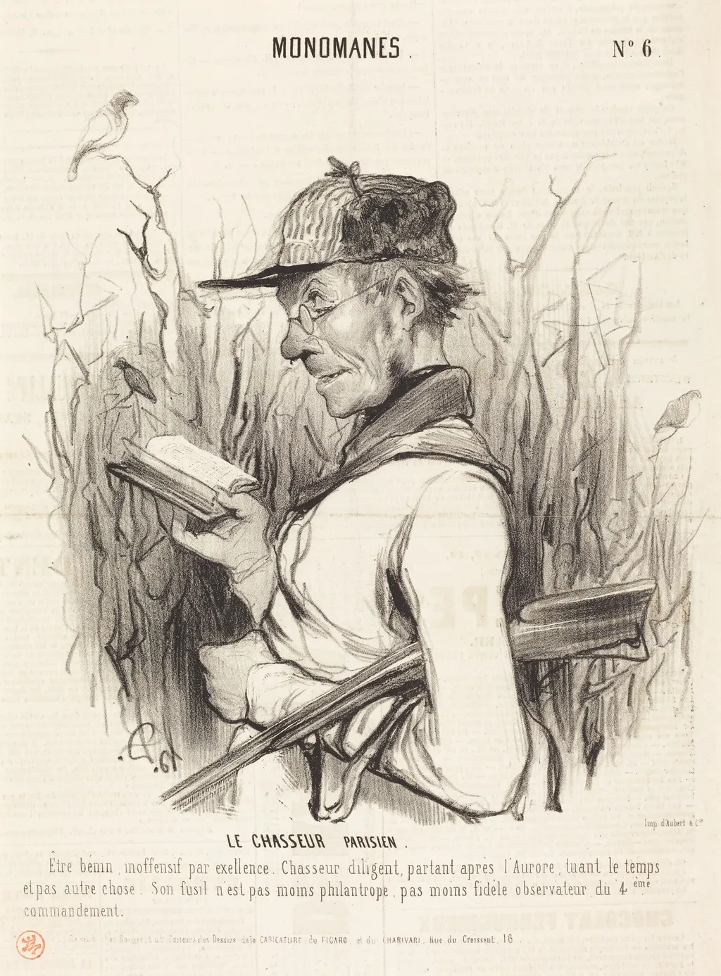 Le Chasseur Parisien, by Honoré Daumier, ink, 1841