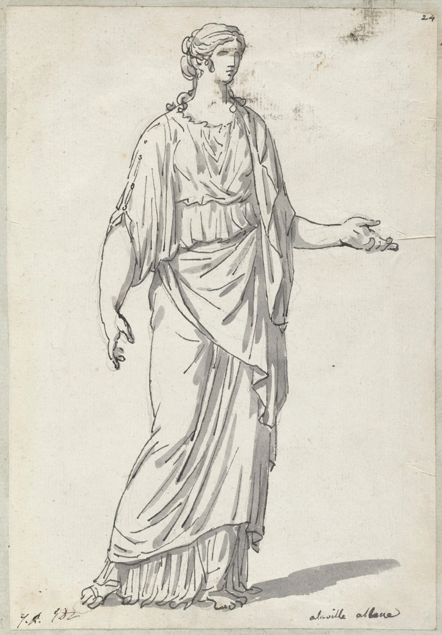 Classical Sculpture of a Woman with an Outstretched Arm, detail