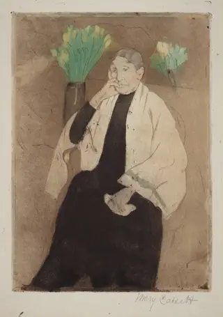 A Portrait of the Artist's Mother, by Mary Cassatt, ink, 1890