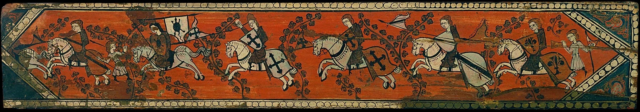 Coffered ceiling panel with horsemen, detail
