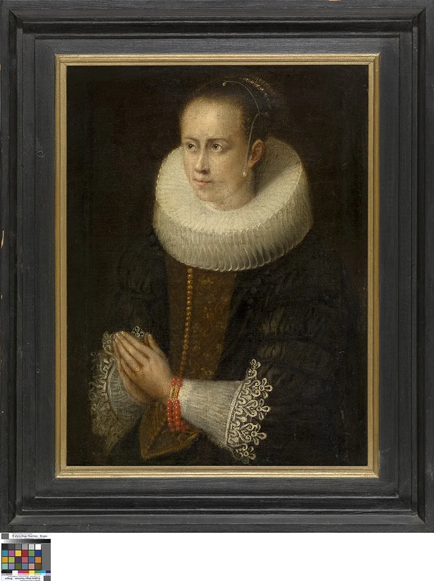 Portret van een vrouw in gebed, detail