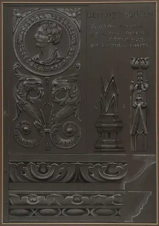 Screen between the choir and the north aisle of Carlisle Cathedral, by Christina Corbett, 1900